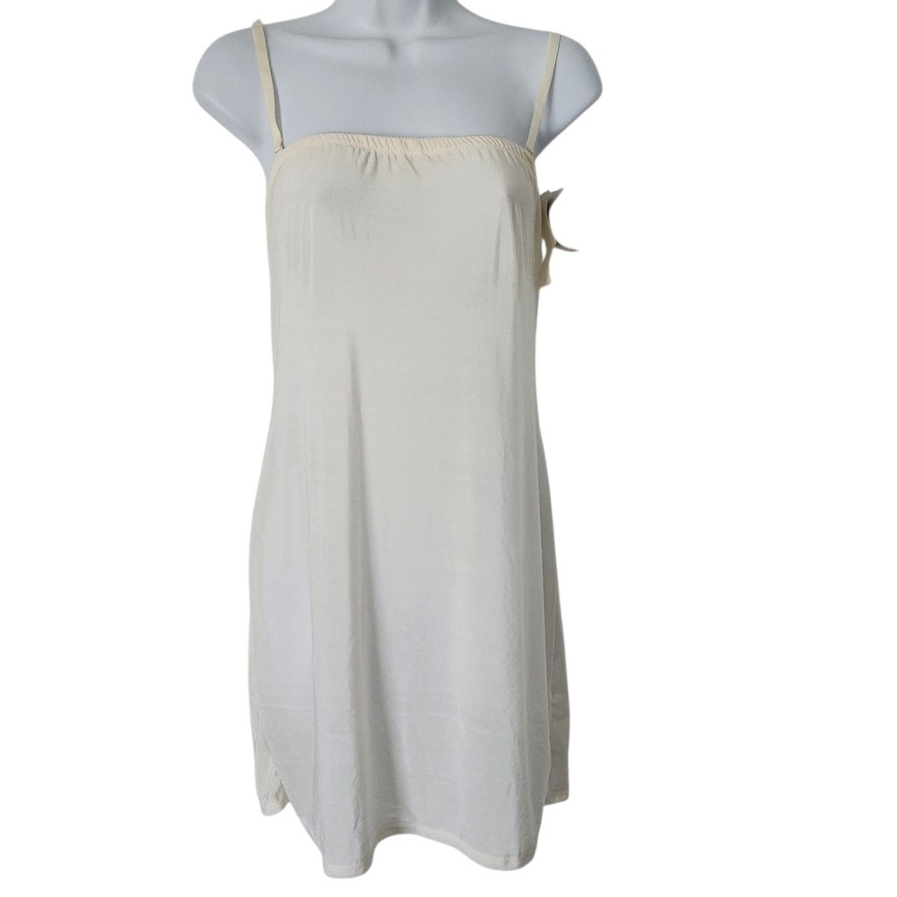 Vtg‎ Olga Slip Dress Ivory Size 36 Lingerie Knee Length Removable Straps